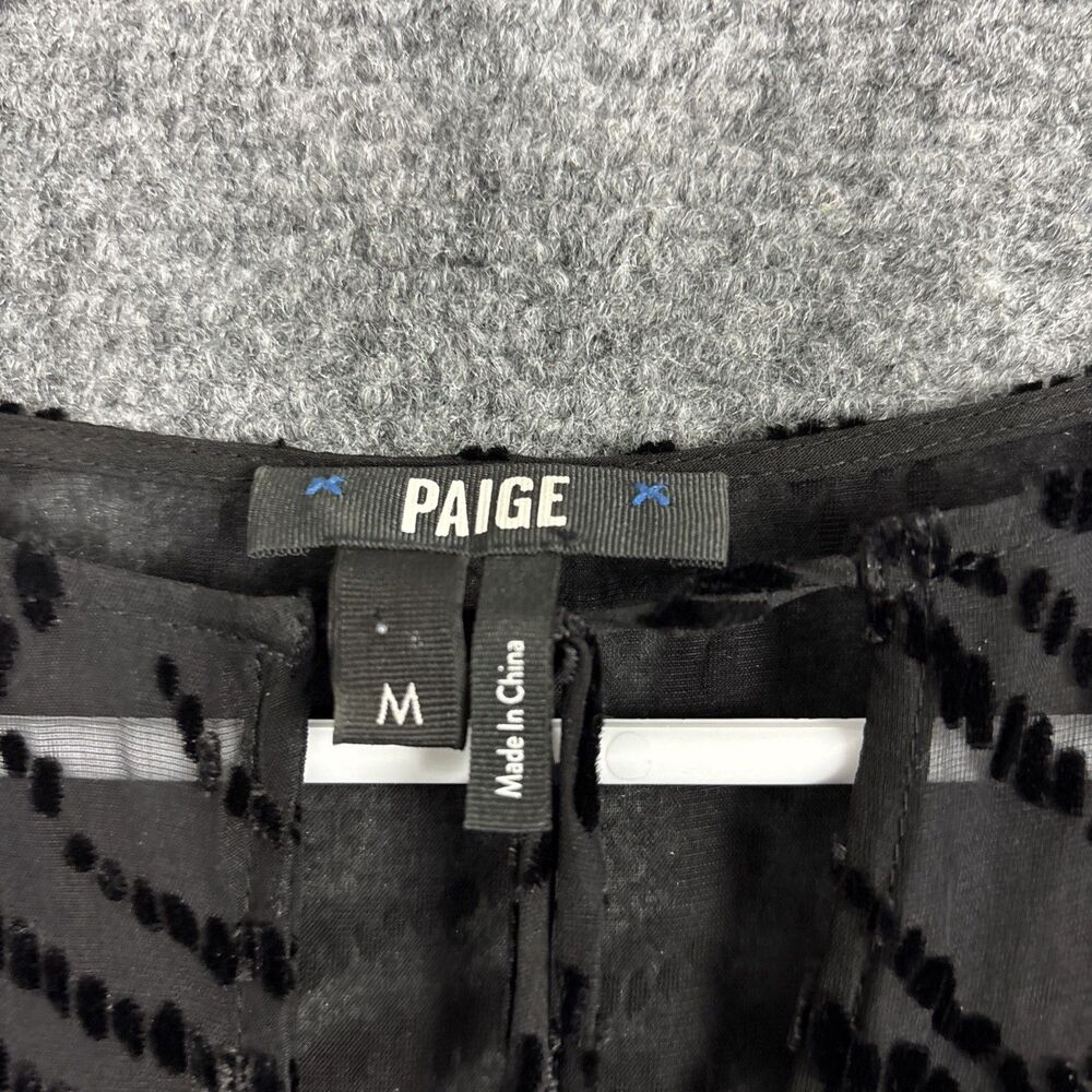 Paige Top Blouse Womens Size M Black Velvet Burnout Sheer Boho Whimsigoth Artsy - Picture 3 of 8